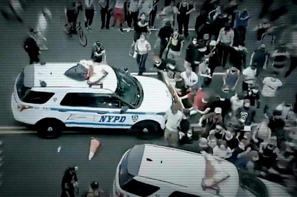 Maya Wiley's ad shows the NYPD car that rammed into a crowd of protesters during the protests against the death of George Floyd.