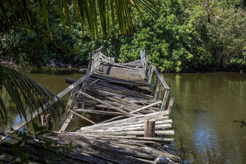 A ruined bridge.