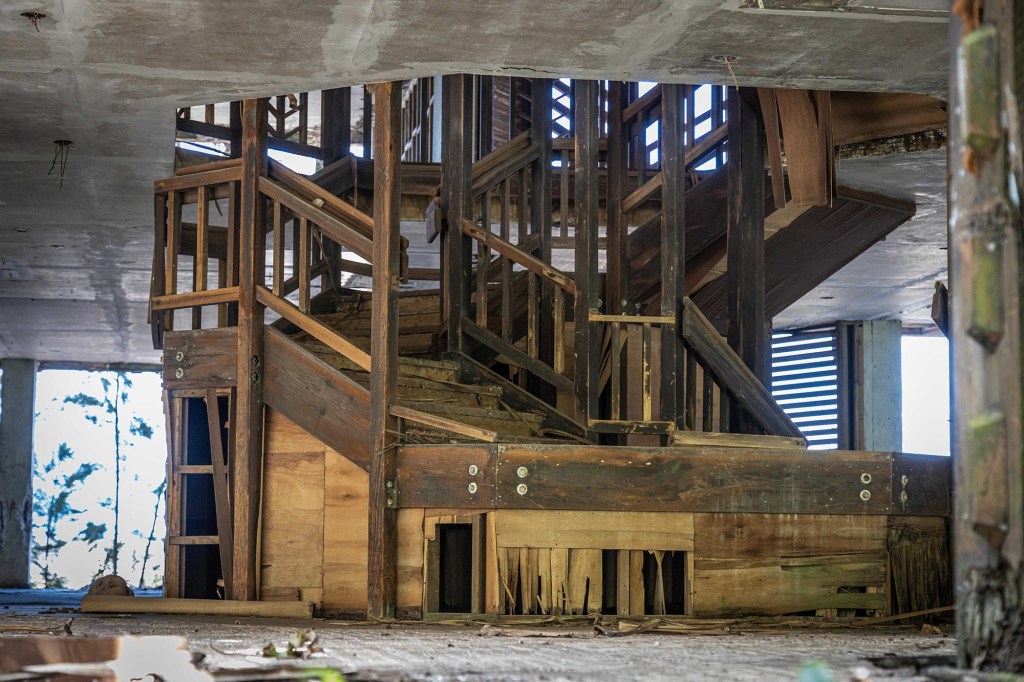 The staircase leading to the room.