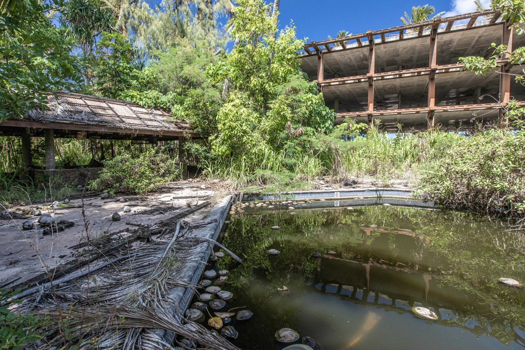 The pool in a now deteriorated state.