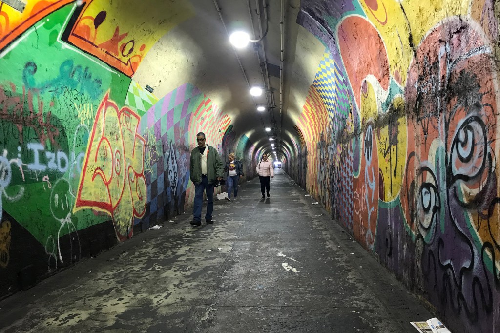 The actual graffiti laden subway tunnel's business spelled out challenges for filming.