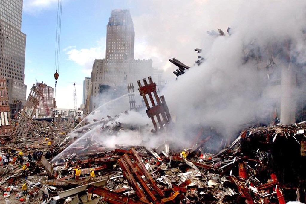 This US Navy image taken 14 September, 2001 obtained from the US Navy 18 September shows the devastation of the area where New York's World Trade Center once stood.