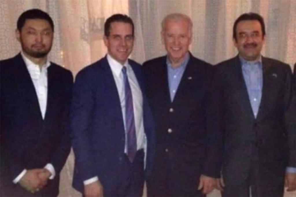 Hunter and Joe Biden with Kenes Rakishev, far left, and Kazakhstan’s former prime minister, Karim Massimov, far right.