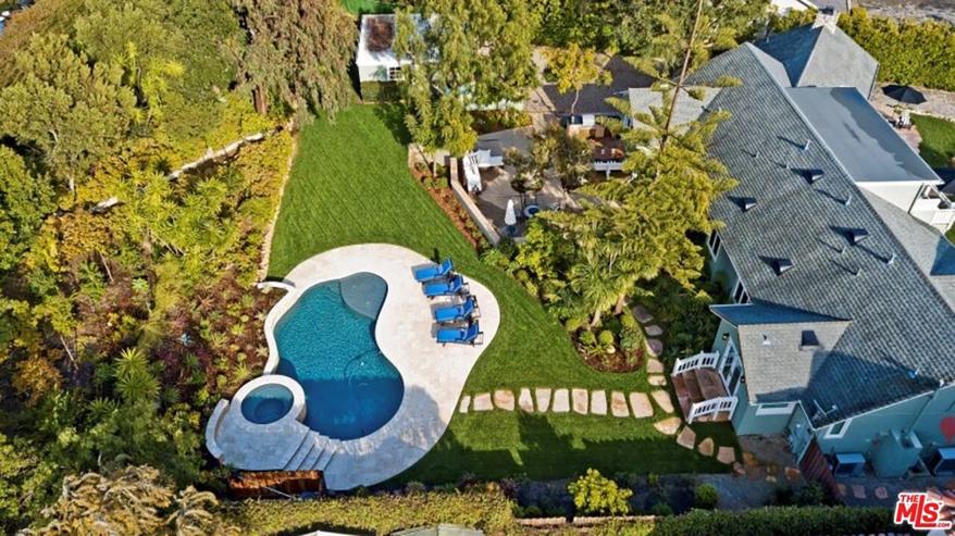 The backyard is visible from the air.