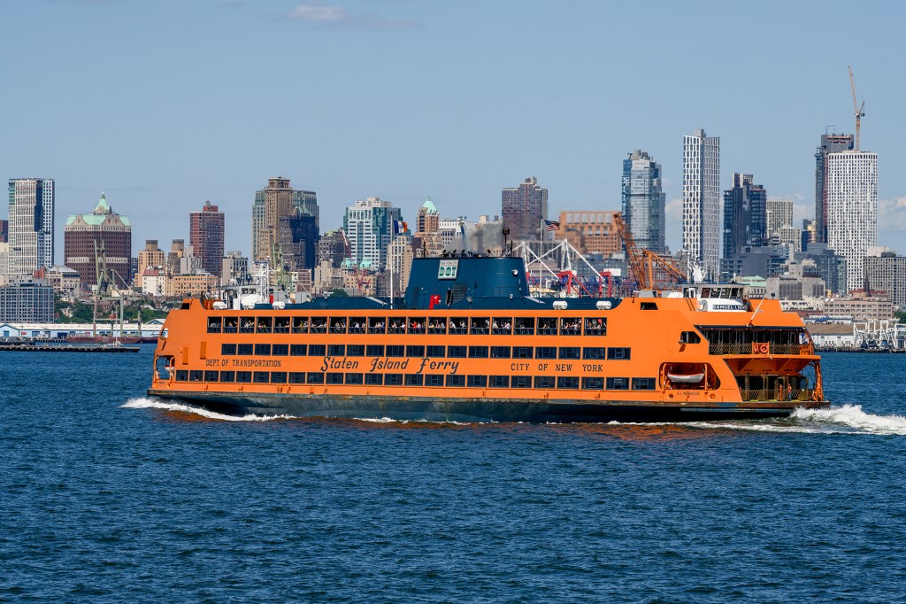 A Staten Island Ferry as seen from another Staten Island Ferry.