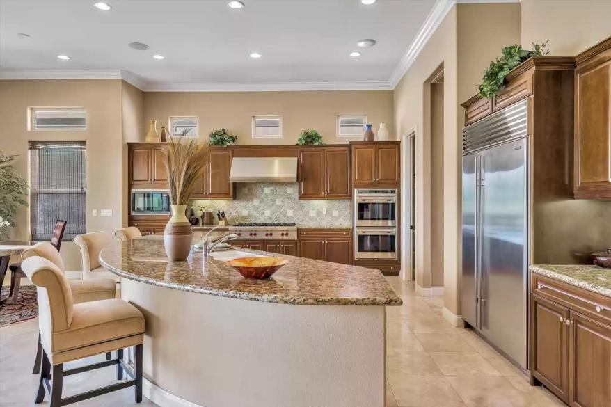 A kitchen island is pictured.