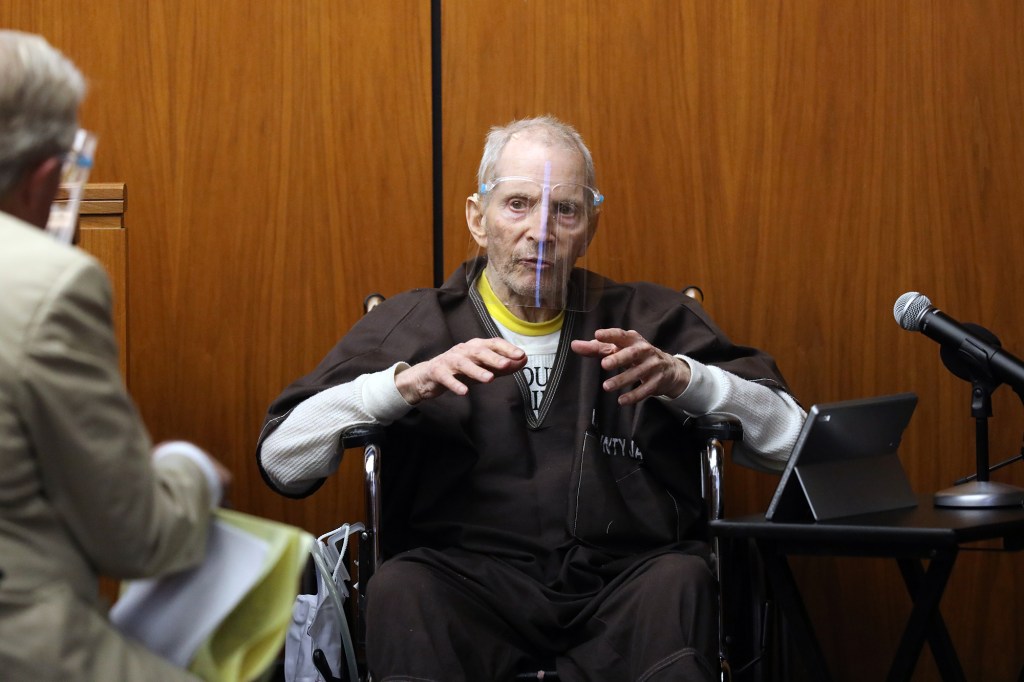 Robert Durst takes the stand and testifies in his murder trial on August 9, 2021.