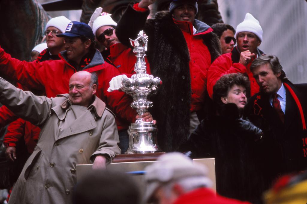 New York City Mayor Ed Koch with 1987 Superbowl winners NY Giants - Parade in NY