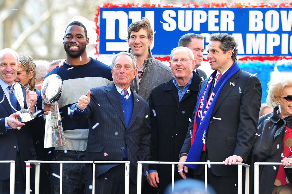 Mayor Michael Bloomberg at the 2012 Giants Super Bowl parade.