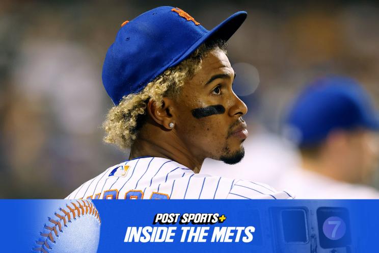 Francisco Lindor #12 of the New York Mets looks on during a game against the New York Yankees at Citi Field on September 12, 2021 in New York City. The Mets defeated the Yankees 7-6 as Lindor hit three home runs.