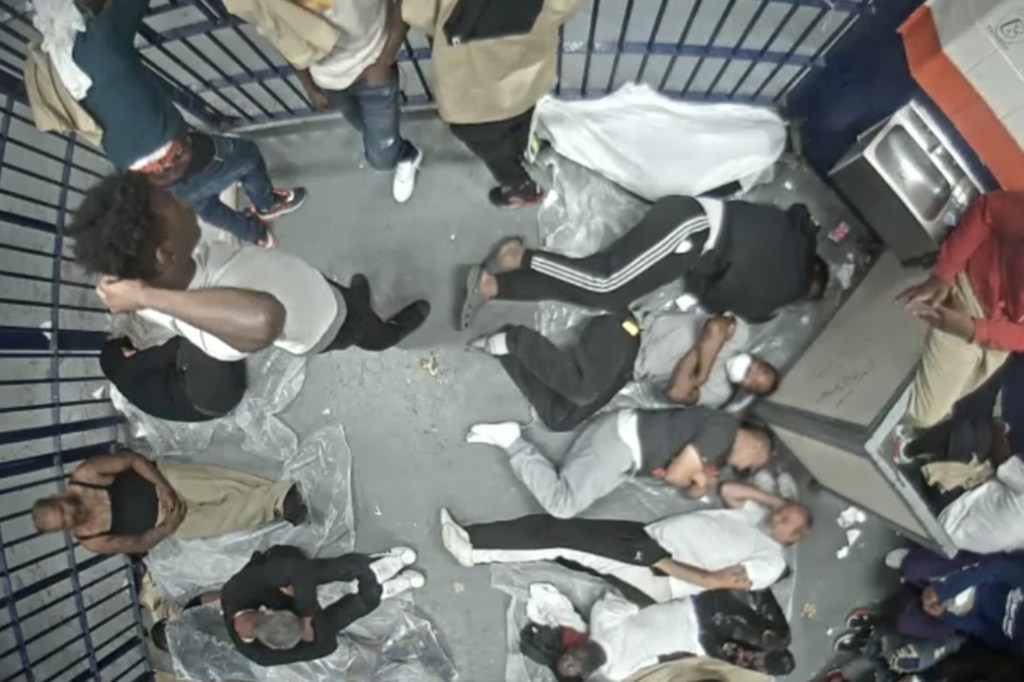 Inmates were forced to relieve themselves inside plastic bags and take turns sleeping on the fetid floors.