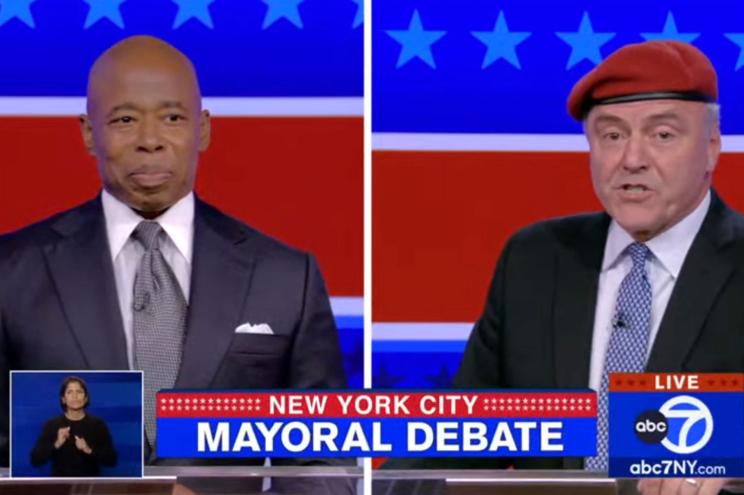 The mayoral debate between Eric Adams and Curtis Sliwa quickly became tense as the candidates traded personal attacks.