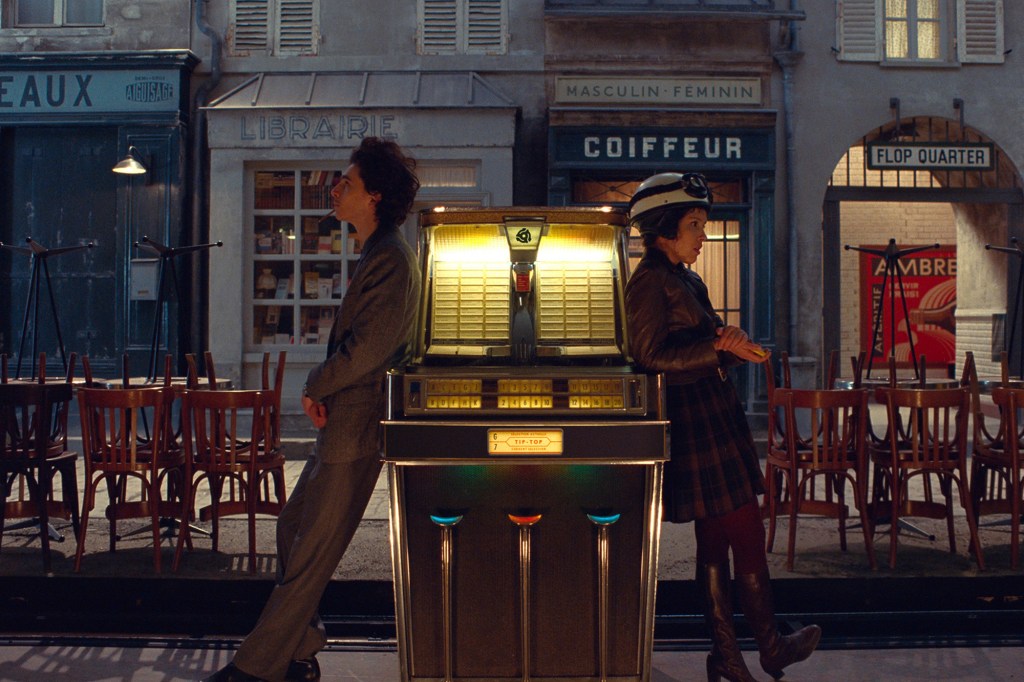 Timothee Chalamet and Lyna Khoudri in "The French Dispatch."