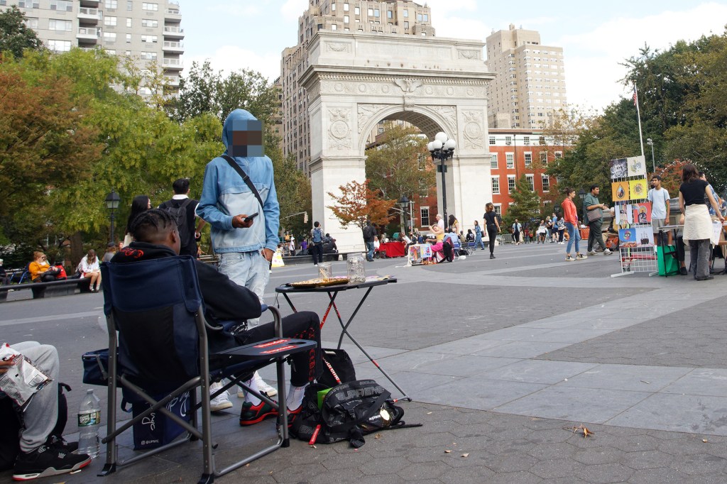 A substance resembling marijuana is seen for sale in Washington Square Park on October 22, 2021 in New York.