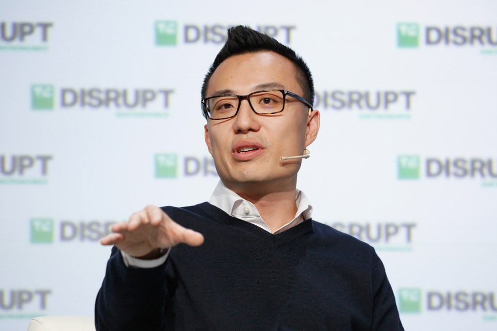 Doordash founder and CEO, Tony Xu, speaking at an event.