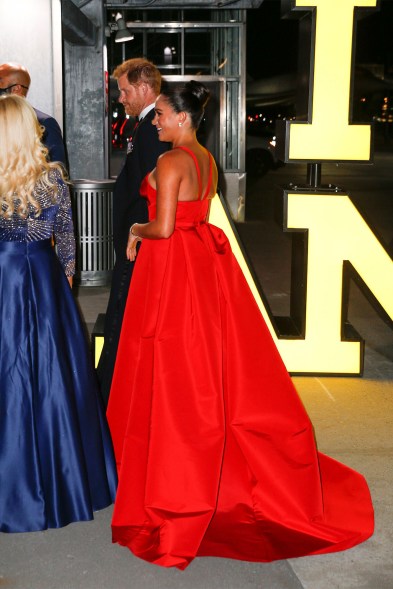 Markle wore a red gown to the annual Salute to Freedom Gala in New York City on Nov. 10, 2021.