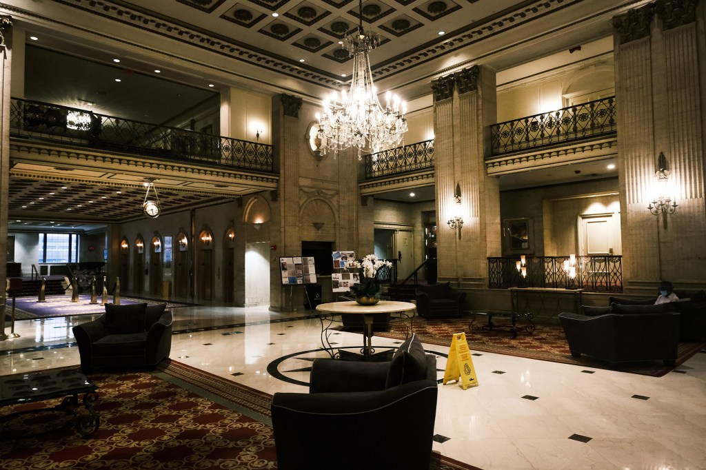 The lobby of the Roosevelt Hotel