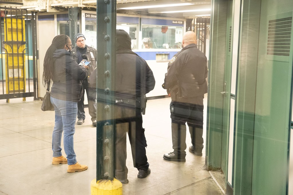 Police inside subway station.