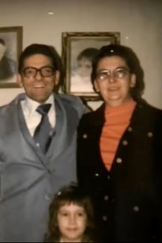 Bourassa as a child in Saskatchewan with maternal grandparents Ladislav and Gertrude Knezacek, whose families originate from Eastern Europe.