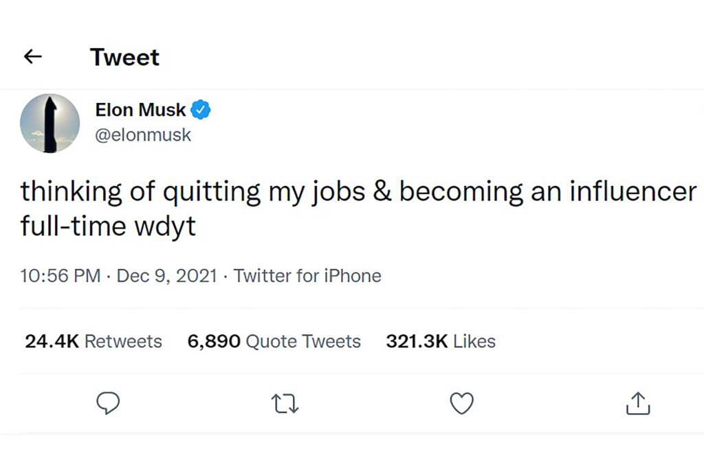 Elon Musk's tweet 