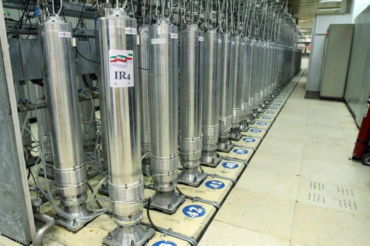 centrifuge machines in the Natanz uranium enrichment facility in central Iran