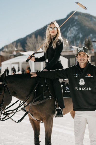 After all her years of mountain living, Kate Hudson joins in on the Aspen tradition of snow polo for the championship match.