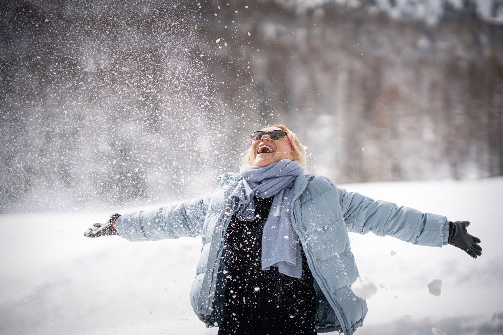 Happy women enjoying the snow