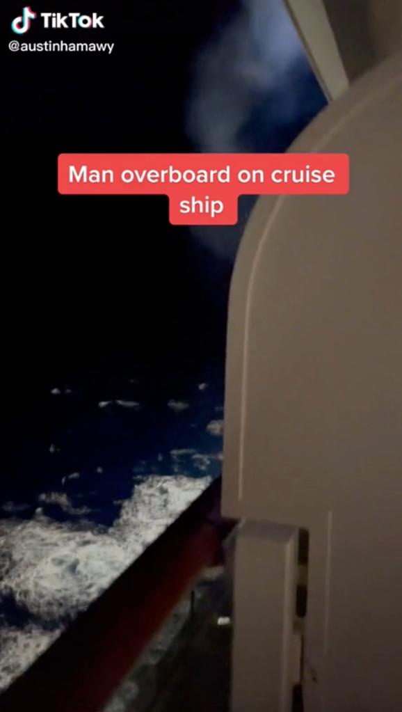 Scenes of the cruise ship during the announcement that a teen boy fell overboard.