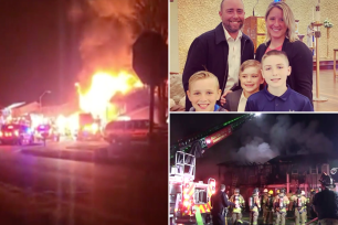 A father and two of his sons were killed in a house fire that was believed to be started by the lights on their Christmas tree, as the fire blazed through the whole house.