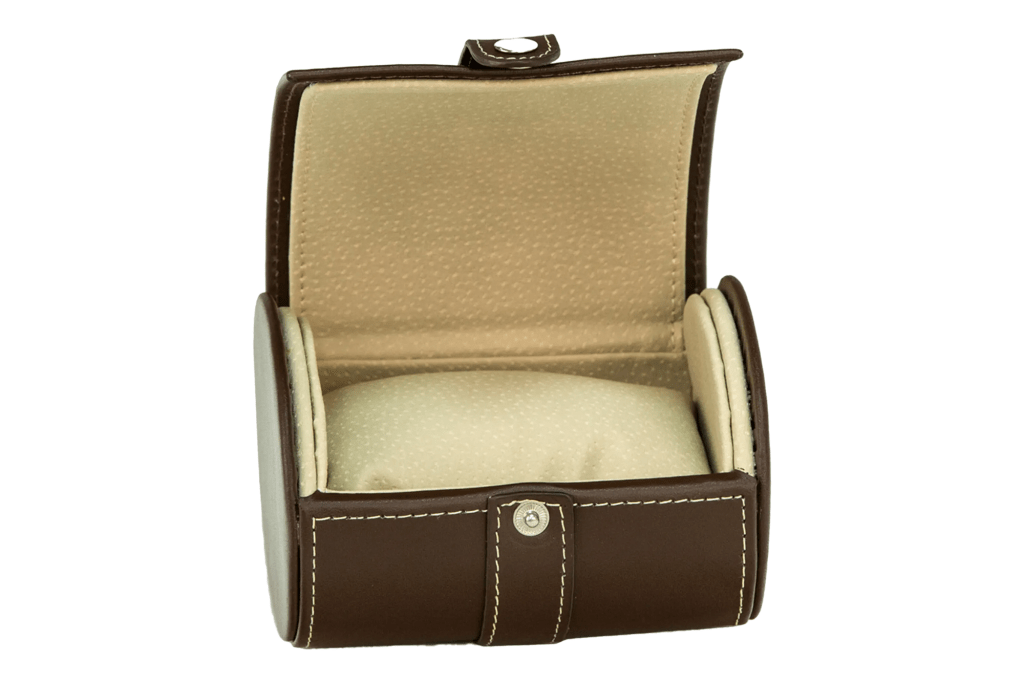 Bey-Berk Men's Leather Single-Watch Travel Case