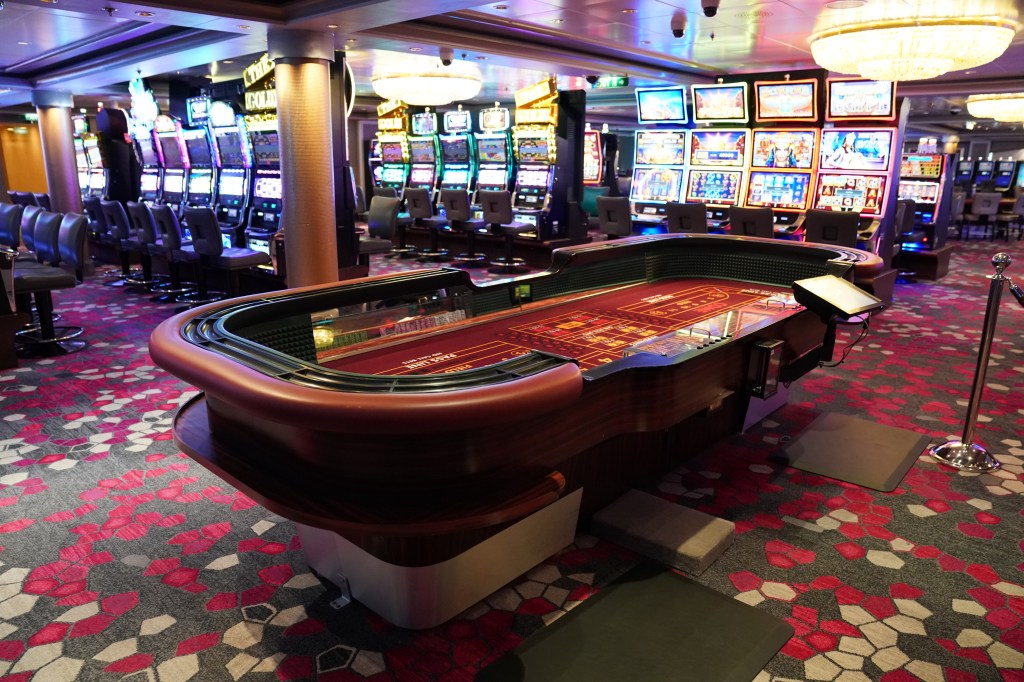 A gambling table inside a casino.