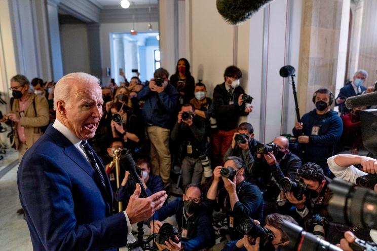 President Biden speaks to the media on Jan. 13.