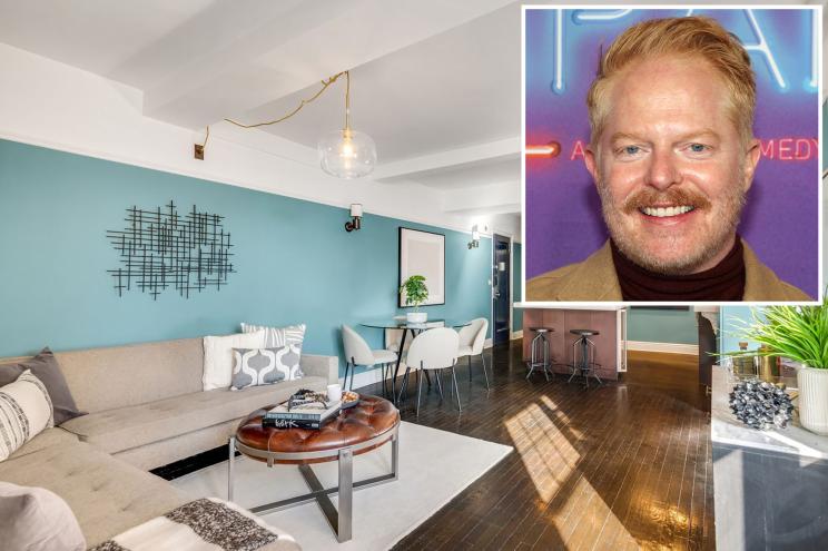 An inset of Jesse Ferguson over his Gramercy home for sale.