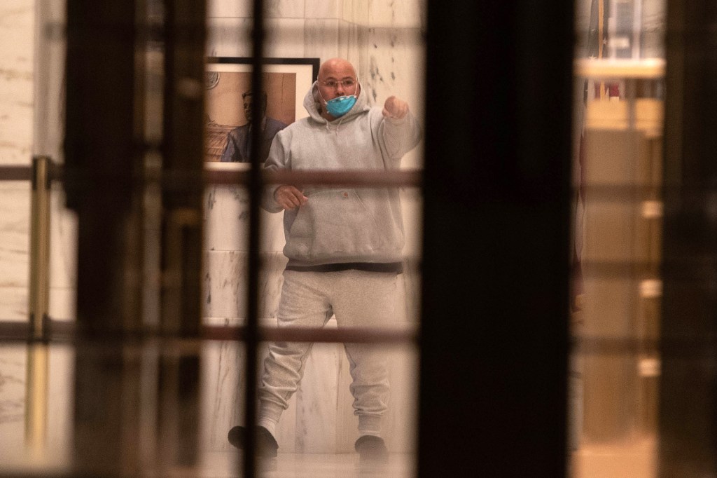 Joseph Balestra is seen asking guards for directions in the lobby of the Manhattan Federal Court house at 500 Pearl St. in Manhattan in December.