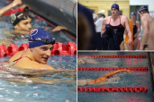 Lia Thomas smiles after winning the 200-meter freestyle event during a tri-meet against the Yale Bulldogs and the Dartmouth Big Green at the University of Pennsylvania on January 8, 2022, in Philadelphia, Pennsylvania.