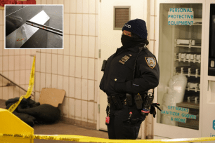 Blood is visibly seen on a turnstile where the stabbing happened, as the victim was transported to Belleville hospital where he is recovering.