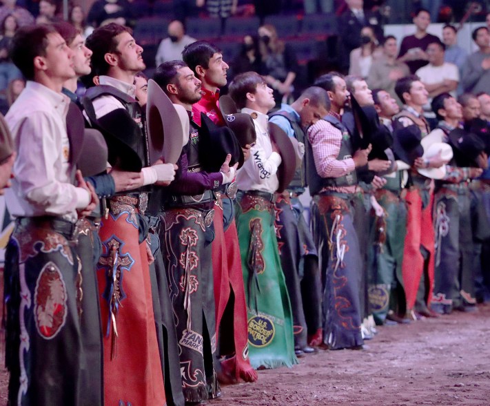 Professional Bull Riders from the Professional Bull Riders (PBR) compete in New York City