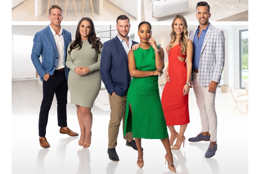 Nest Seekers agents and stars of the new show, "Selling the Hamptons," enjoy the endless beaches and real estate opportunities of the Hamptons. From left: J.B. Andreassi, Bianca D'Alessio, Michael Fulfree, Mia Calabrese, Peggy Zabakolas, and Kenny Arias.