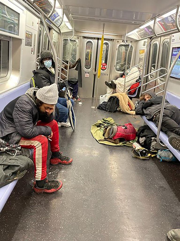 Homeless man on subway