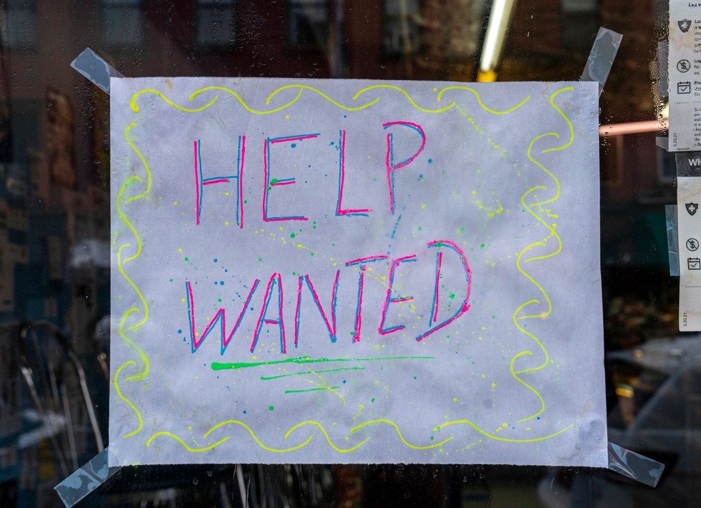 Help wanted sign.