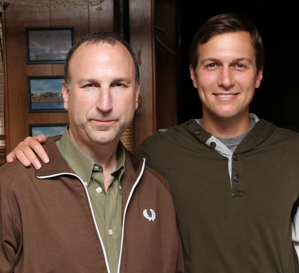 Ken Kurson (left) and Jared Kushner (right) attend The New York Observer Celebrates Robert Kurson's New Book PIRATE HUNTERS at The Rusty Knot on June 15, 2015.