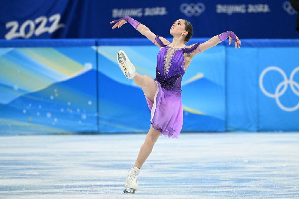 Kamila Valieva competes in the short program at the 2022 Olympics.