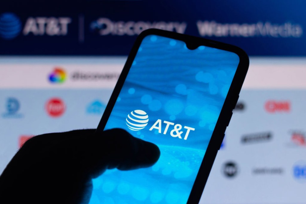 AT&T logo displayed on a smartphone