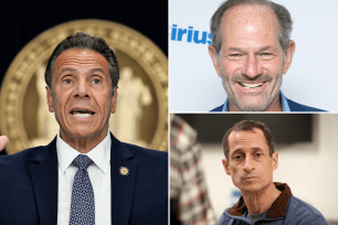 A rogue's gallery of shameless ex-pols: Andrew Cuomo, Eliot Spitzer and Anthony Weiner.