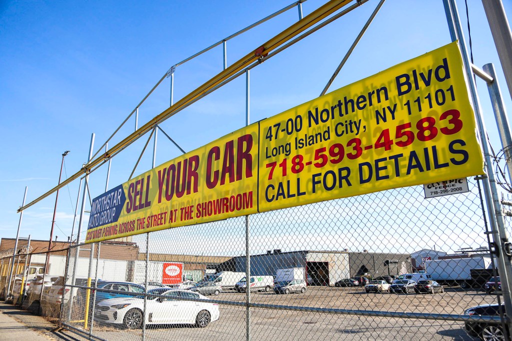 View of a used car dealership in Astoria, Queens New York on January 19, 2022. 