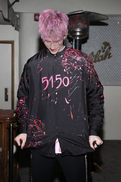 Machine Gun Kelly wears "5150" shirt