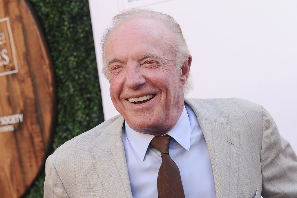 Recent photo of James Caan. He's smiling for the camera and wearing a light suit with a brown ties.