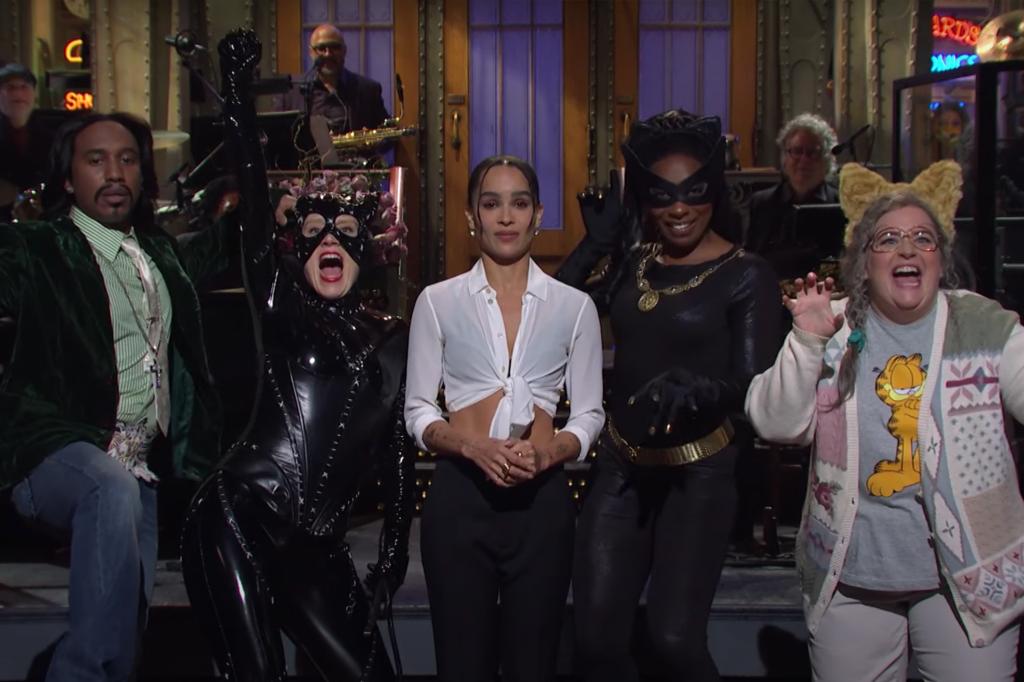 Actress Zoe Kravitz appears in her opening monologue on "Saturday Night Live."