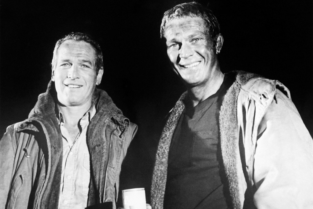 Paul Newman and Steve McQueen are shown on the set of 1974's "The Towering Inferno."