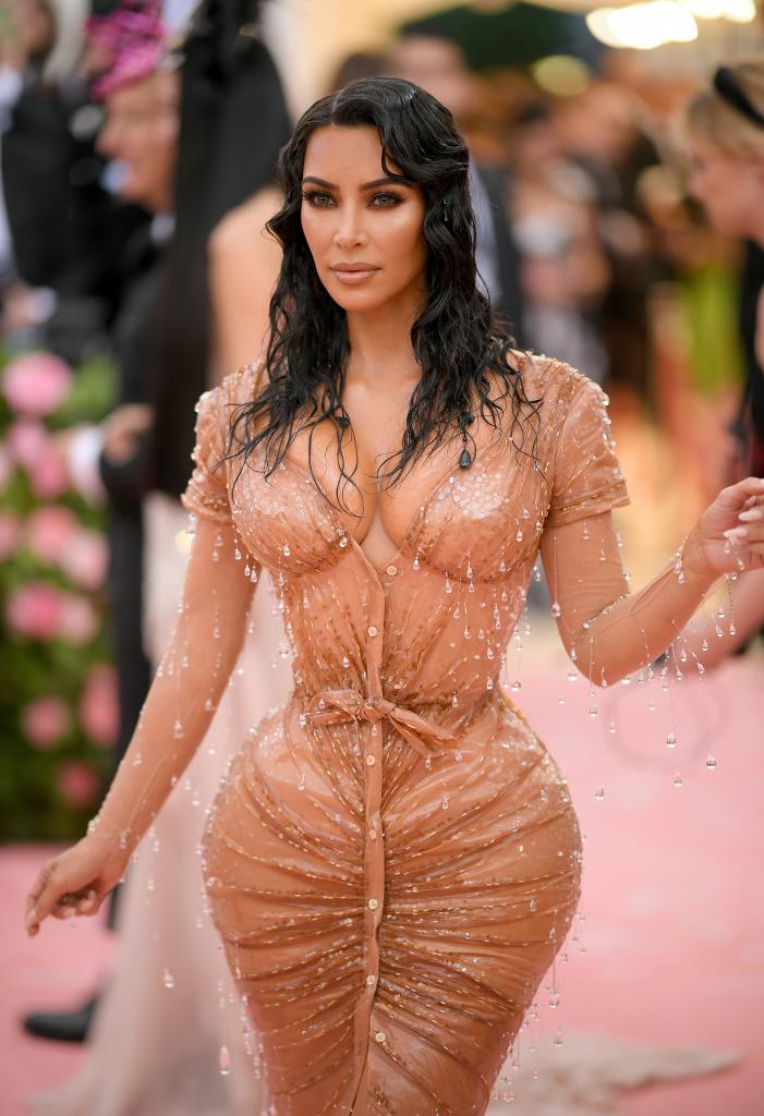 Kim Kardashian in a nude corset dress at the Met Gala.